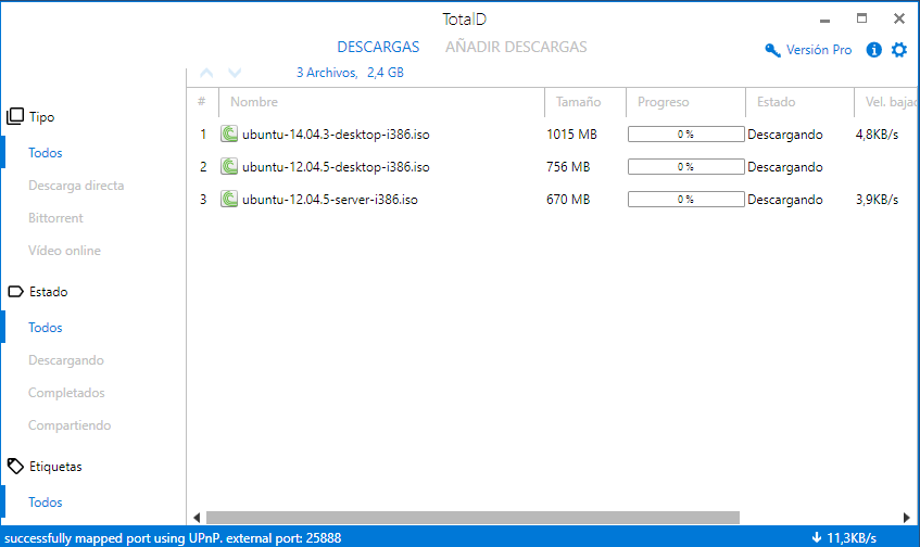 Torrent añadido a la lista de descargas de TotalD