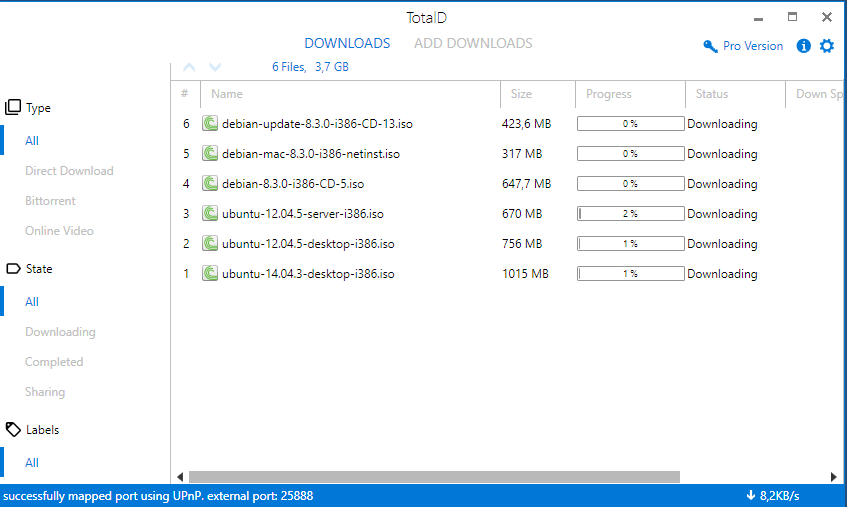 Torrent added to the TotalD download list